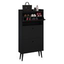 Ver imagem 1 de Sapateira Retrô 3 Gavetas Basculantes Dark - Preto - Rpm Móveis