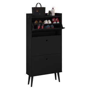 Sapateira Retrô 3 Gavetas Basculantes Dark - Preto - Rpm Móveis