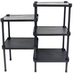 Estante de Plástico Modular Multiuso 5 Prateleiras 2 Torres Preta Montável 65 Kg Qualyplas 5 PRATELE - 5