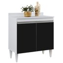 Ver imagem 1 de Balcão Gabinete 80cm 2 Portas Hawai Branco/Preto - Lumil Móveis