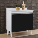 Ver imagem 3 de Balcão Gabinete 80cm 2 Portas Hawai Branco/Preto - Lumil Móveis