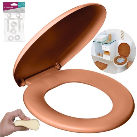 Assento Tampa Vaso Sanitário Oval Almofadado + Jogo de Parafusos de Fixação para Assento Sanitário