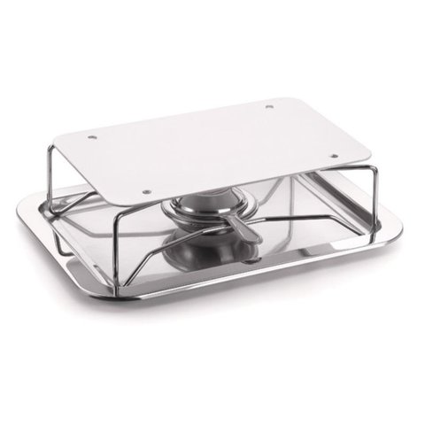 Rechaud Retangular 4 Peças Aço Inox Com Difusor Bandeja