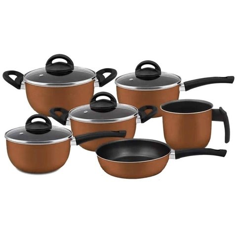 Conjunto de panelas 06 peças chocolate Antiaderente