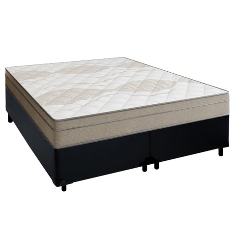 Cama Box Casal Bipartido Sintético + Colchão de Molas Ensacadas Portobel Ipanema - 138x188x65cm Cor: