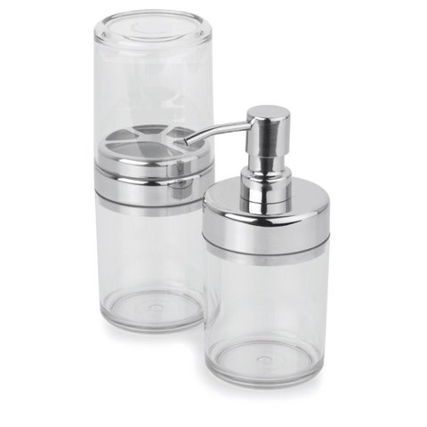 Conjunto Banheiro Lavabo 2 Dispenser Peças Transparente