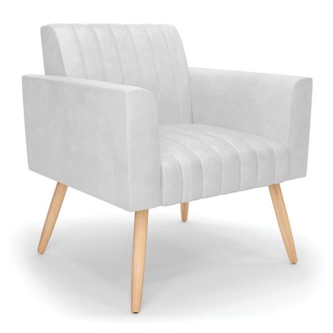 Poltrona Viena Gomada Corano Pés Palito Natural - D’Rossi Cor Branco