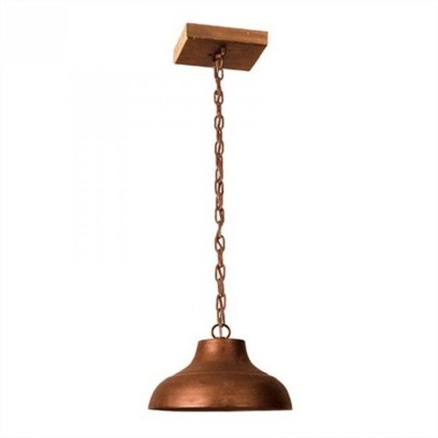 Pendente Rústico em Madeira e Metal Estância Country 21cm Madelustre