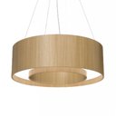 Ver imagem 1 de Lustre Pendente cilíndrico 70cm Com Anel em Madeira Louro Freijó