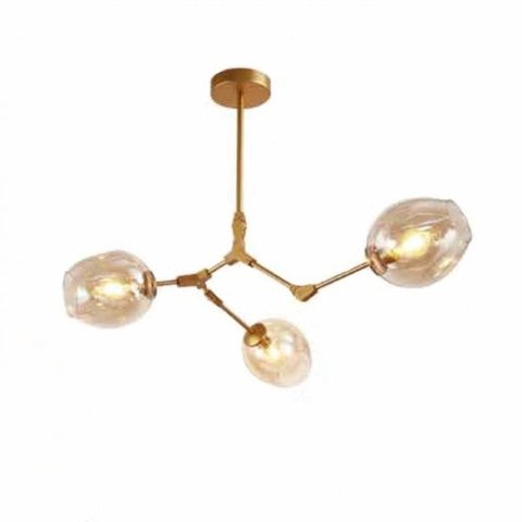 Lustre Pendente Connettori Vidro Conhaque 69,5cm x 41cm +Luz