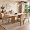 Ver imagem 1 de Conjunto Sala de Jantar 6 Lugares Retangular Tampo MDF 160x80cm Mesa Lyra e Cadeiras Carol