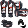 Kit Treino Muaythai Rhino com Luva + Caneleira + Bandagem + Bucal - 16oz - 1