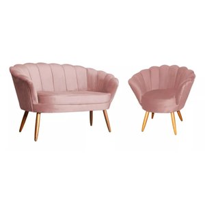 Kit 1 Namoradeira Pétala 1 Poltrona Pétala Decorativa Luxo