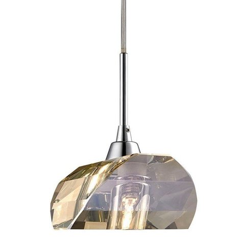 Pendente Cristal Conhaque e Aço Cromado 14cm +Luz