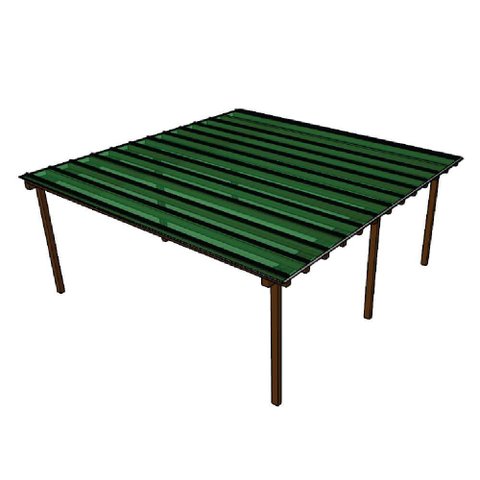 Kit Policarbonato Verde 4mm 6,00m X 6,00m - Perfis Naturais