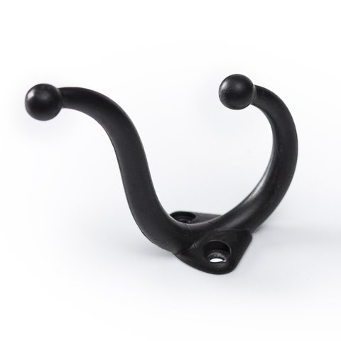 Cabide para Roupa Colonial Cabides Ganchos Duplos Ouro 12un.: Preto Fosco