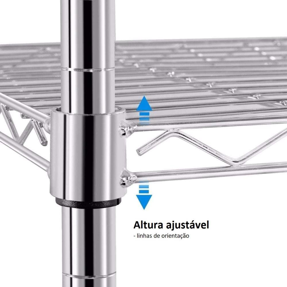 Estante aço cromado 60 x 35 x 155 - 2