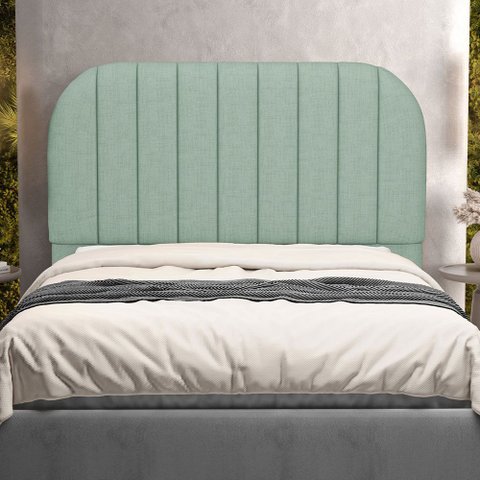 Cabeceira Cama Box Queen Estofada Orgânica 160cm Alice W01 Linho Verde Menta - Lyam Decor