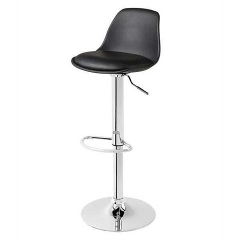 Banqueta Saarinen Cromada com Assento Preto