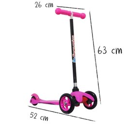 Patinete Infantil 3 Rodas em Gel Freio Feminino Menina Rosa Importway BW-011-R - 2