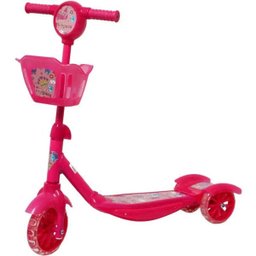 Patinete Infantil 3 Rodas Gel Musical Cesta Luzes Feminino Menina Princesa Rosa Importway BW-010-R - 2