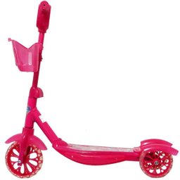 Patinete Infantil 3 Rodas Gel Musical Cesta Luzes Feminino Menina Princesa Rosa Importway BW-010-R - 4