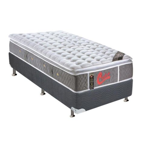 Cama Box Solteiro: Colchão Molas Pocket Ensacadas Castor Light Stress Oxygen New+base Gray(88x188)