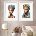 Ver imagem 2 de Kit 2 Quadros Grandes Mulher Raça Negra - 60x48cm:madeira Preta