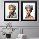 Ver imagem 1 de Kit 2 Quadros Grandes Mulher Raça Negra - 60x48cm:madeira Preta