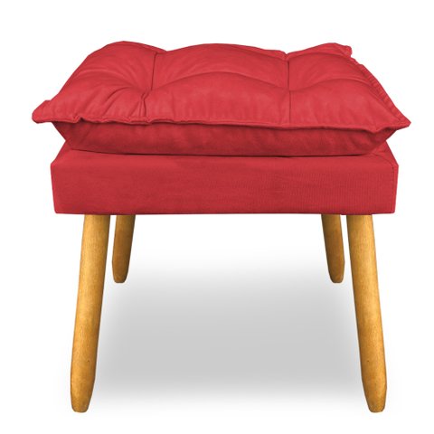 Puff Decorativo Opala Suede Vermelho Pés Palito Sky Mobile