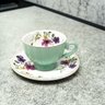 Jogo 6 Xícaras de Chá 200ml C/ Pires Amarelo Floral Cerâmica Premium Cozinha Louças Café 12pçs - 4