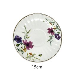 Jogo 6 Xícaras de Chá 200ml C/ Pires Amarelo Floral Cerâmica Premium Cozinha Louças Café 12pçs - 10