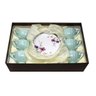 Jogo 6 Xícaras de Chá 200ml C/ Pires Amarelo Floral Cerâmica Premium Cozinha Louças Café 12pçs - 3