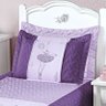 Cobre Leito Solteiro Bailarina Bordado Tecido Micro Fibra Matelado 3 Peças - Roxo e Lilás - 2