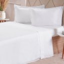 Ver imagem 1 de Jogo de Cama Queen 200 Fios Liso 4 Pçs 160x200x35 Branco