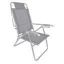 Ver imagem 1 de Cadeira Praia Reclinável Alumínio 5 Pos Infinita Up Cinza - Zaka
