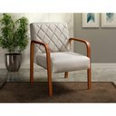 Ver imagem 2 de Poltrona Lara Linho Matelassê com Pés de Madeira Bege Bella Decor