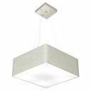 Ver imagem 1 de Lustre Pendente Quadrado Vivare Md-4196 Cúpula em Tecido 15/45x45cm - Bivolt - Rustico Cinza - Bivol