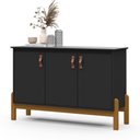 Ver imagem 4 de Buffet Aparador Balcão 3 Portas Sonetto Puxador em Couro para Sala Jantar