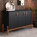 Ver imagem 1 de Buffet Aparador Balcão 3 Portas Sonetto Puxador em Couro para Sala Jantar