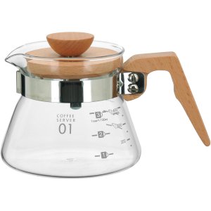 BALZAC CAFETEIRA 10x18x18cm 400ml BOROSILICATO TRANSP TAMPA MADEIRA