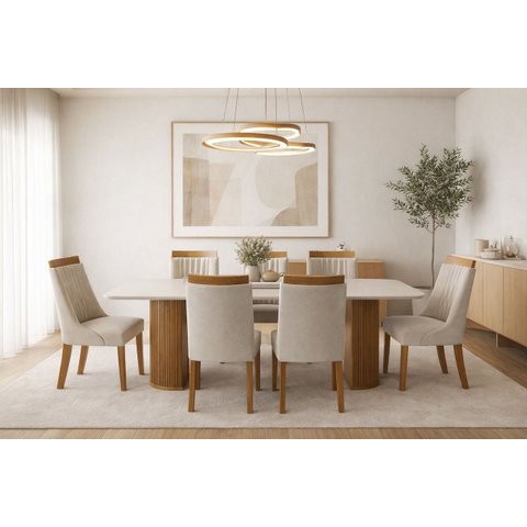 Sala de Jantar Mesa 1,80 e 6 Cadeiras -bellagio - Domus
