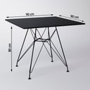 Ver imagem 2 de Conjunto Jantar Eames De Ferro Preto E Tampo Quadrado Preto 90cm 4 Cadeiras Branca