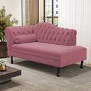 Ver imagem 1 de Divã Recamier Chaise Longue Lavínia 150cm Capitonê Pés de Madeira Suede Rosa - Desk Design
