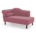 Ver imagem 3 de Divã Recamier Chaise Longue Lavínia 150cm Capitonê Pés de Madeira Suede Rosa - Desk Design