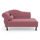 Ver imagem 2 de Divã Recamier Chaise Longue Lavínia 150cm Capitonê Pés de Madeira Suede Rosa - Desk Design