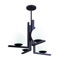 Ver imagem 1 de Lustre Pendente Industrial Com Vidro Leitoso Havana 04 Lâmpadas E27: Preto