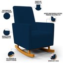 Ver imagem 7 de Poltrona de Amamentação com Balanço Ravena W01 Suede Azul Marinho - Lyam Decor