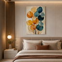 Ver imagem 1 de Quadro Decorativo Botânico Abstrato Azul e Terracota Canvas