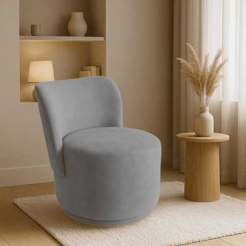 Poltrona Orgânica Redonda Suede Cinza Luxo Cinza Moderna Confortável Design P/ Sala Espera Recepção